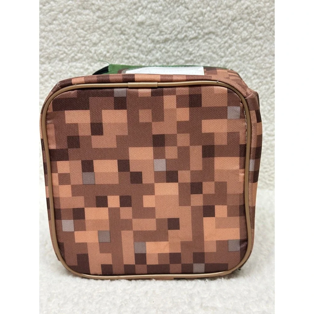Thermos Minecraft Lunch Box Green Brown Pixelated Grass Block Insulated Bag